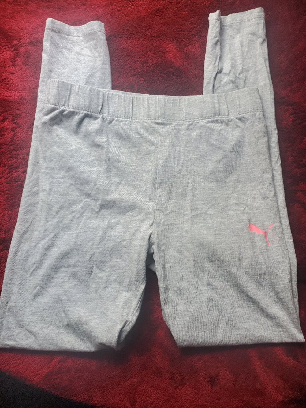 Puma Gray Athletic Leggings Youth XL Pink Puma Symbol, Excellent Condition